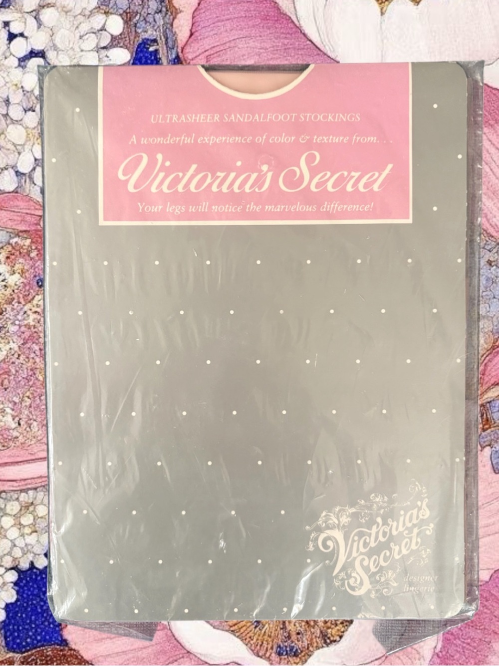 VTG NWT Victoria’s Secret Rose Pink Ultra Sheer Nylon Sandalfoot Toe Stockings